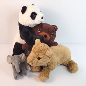Ikea Stuffed Animal Toy LOT of 4 Elephant Bear Panda & Cheetah Cub